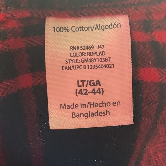 George Mens Relaxed Fit Button up Long Sleeve Flannel Shirt Large Tall - Picture 6 of 9